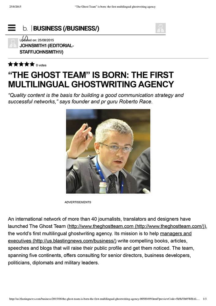 The Ghost Team is born: The First Multilingual Ghostwriting Agency